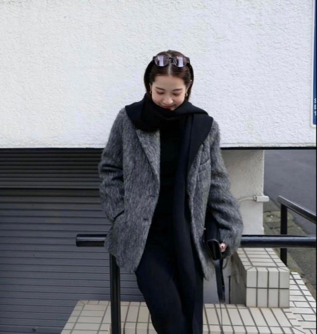新品　BASEMENT onlineモヘアシャギージャケットコート　グレー