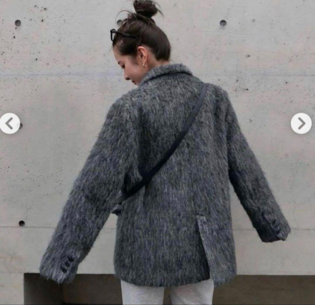 新品　BASEMENT onlineモヘアシャギージャケットコート　グレー