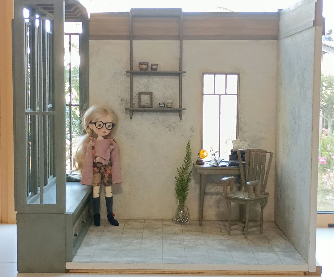 NO.101　木製 ドールハウス　背景ボード