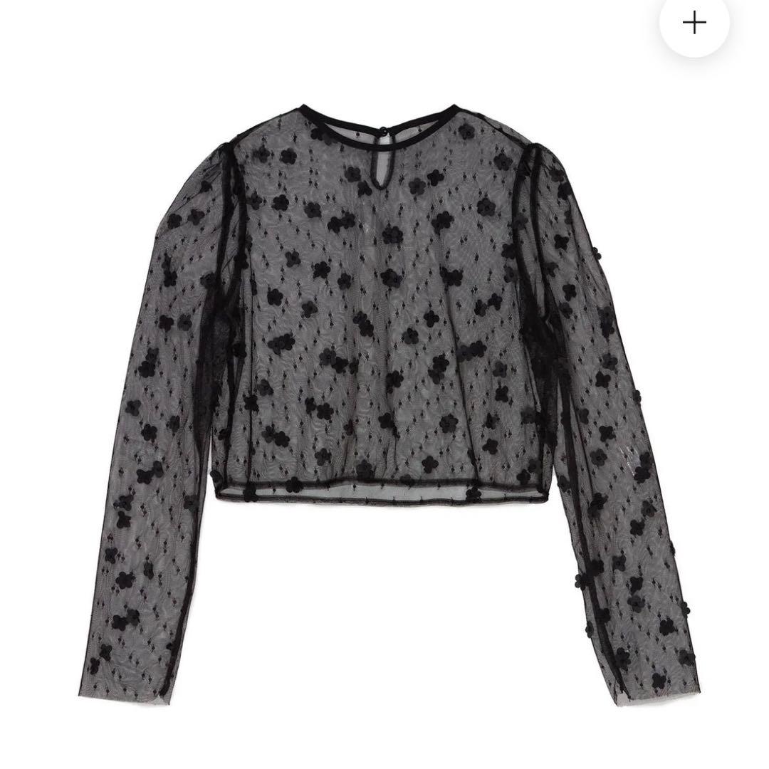 【LEJA】フラワーモチーフアシンメトリーチュールマーメイドワンピースドレス