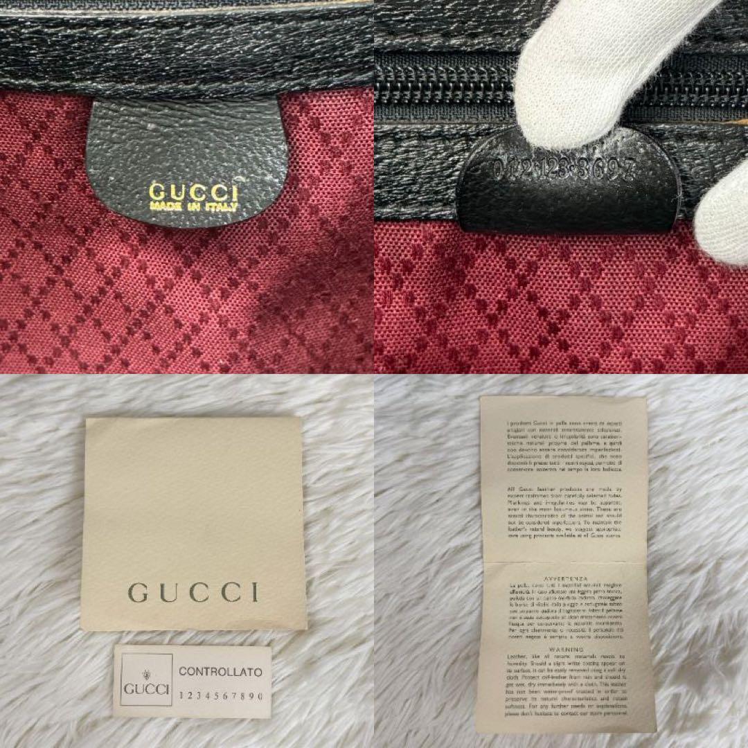 希少♡ヴィンテージ♡説明書付♡GUCCI グッチ ロゴ レザー ボストンバッグ