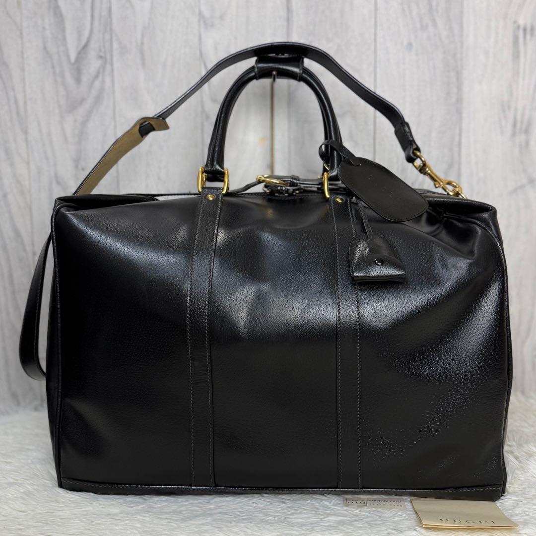 希少♡ヴィンテージ♡説明書付♡GUCCI グッチ ロゴ レザー ボストンバッグ