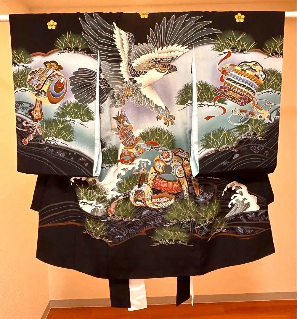 正絹　祝い着　産着　お宮参り　掛け着　袷　男の子　7ー23