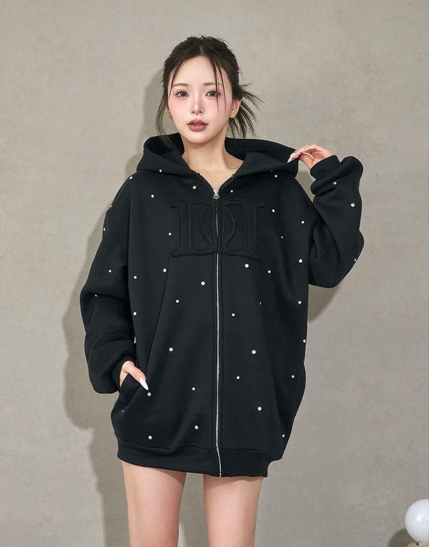 Darich ダーリッチ DDロゴビジュージップパーカー　ブラック　BLK