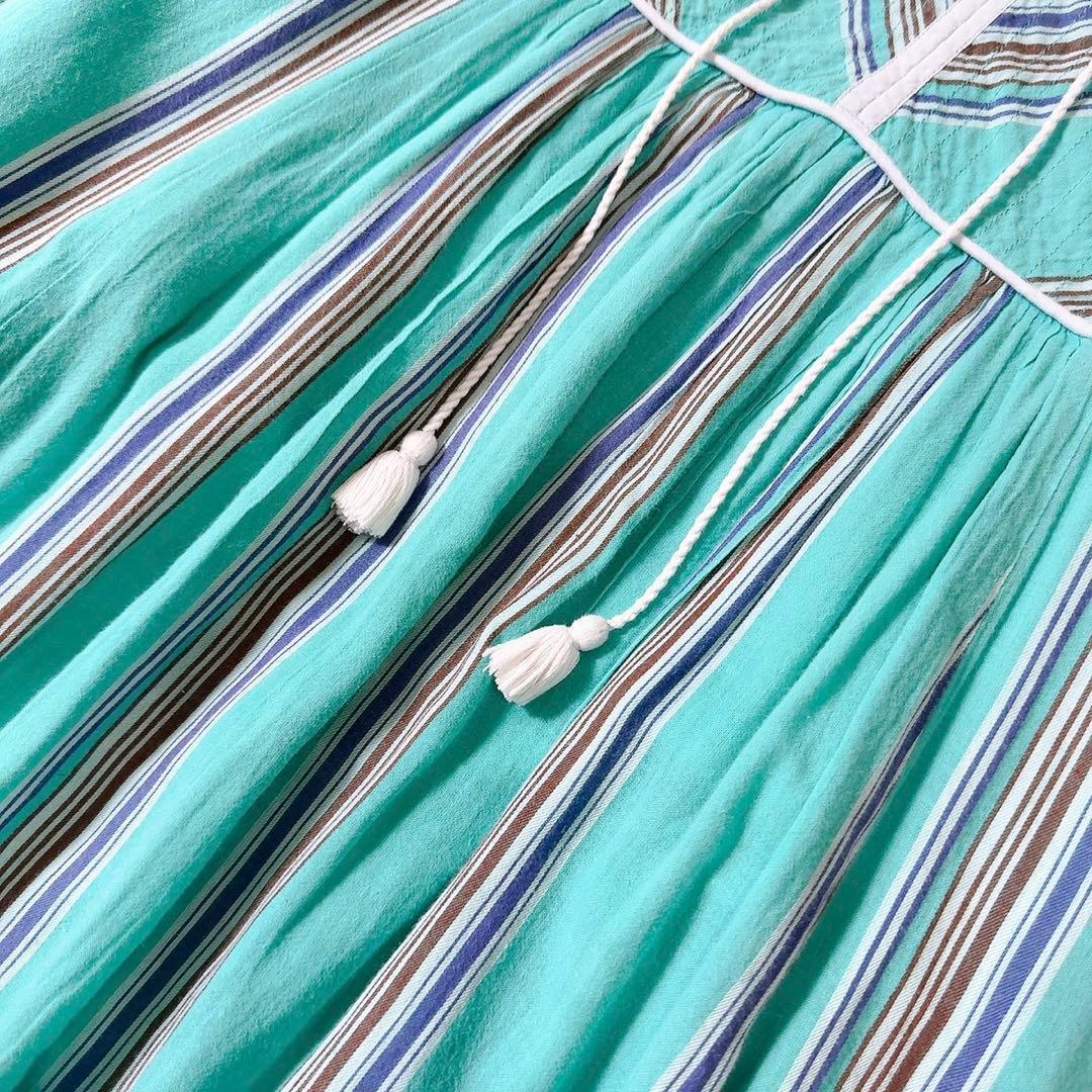 ち*ん様 人気ꕥヌキテパ 石田ゆり子さん着用 近年 コットンボイルストライプドレ