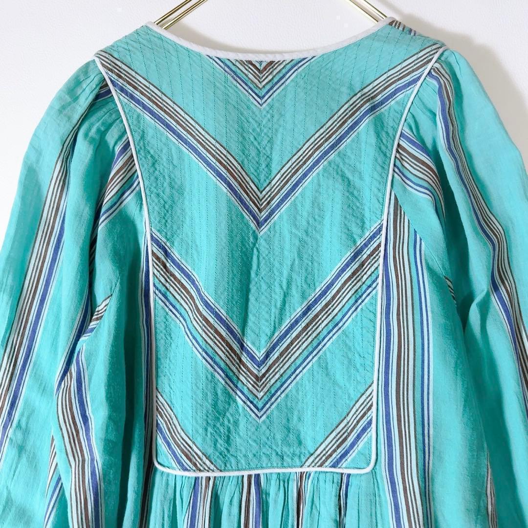 ち*ん様 人気ꕥヌキテパ 石田ゆり子さん着用 近年 コットンボイルストライプドレ