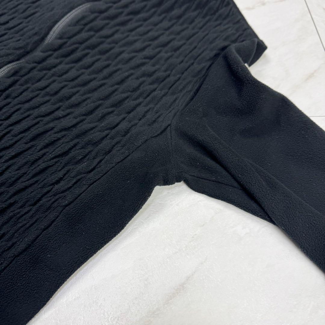 モンクレール ジップ フリース ニット ジャケット ワッペン ハイネック 黒 S