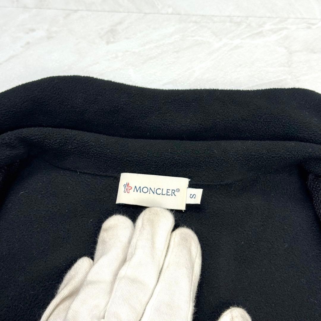 モンクレール ジップ フリース ニット ジャケット ワッペン ハイネック 黒 S