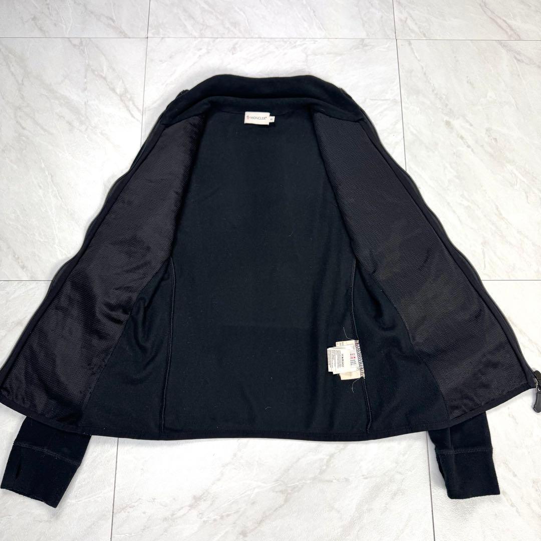 モンクレール ジップ フリース ニット ジャケット ワッペン ハイネック 黒 S