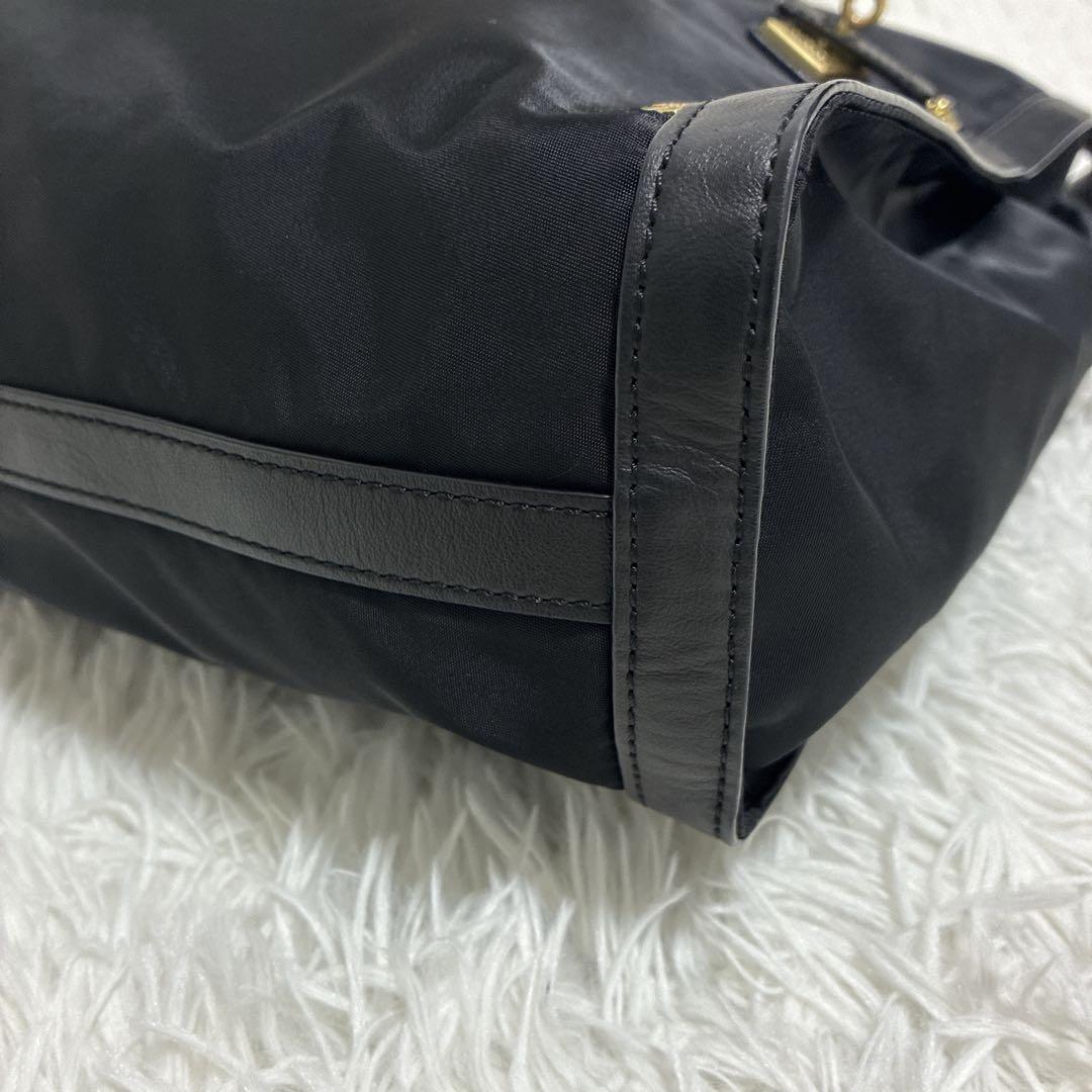 美品 ORSETTO オルセット ナイロンサイドジップトートバッグ 2way 黒