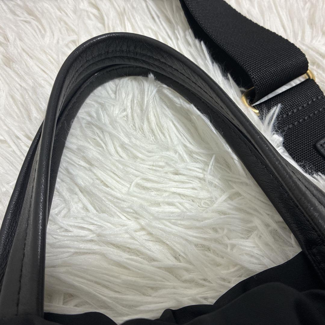 美品 ORSETTO オルセット ナイロンサイドジップトートバッグ 2way 黒