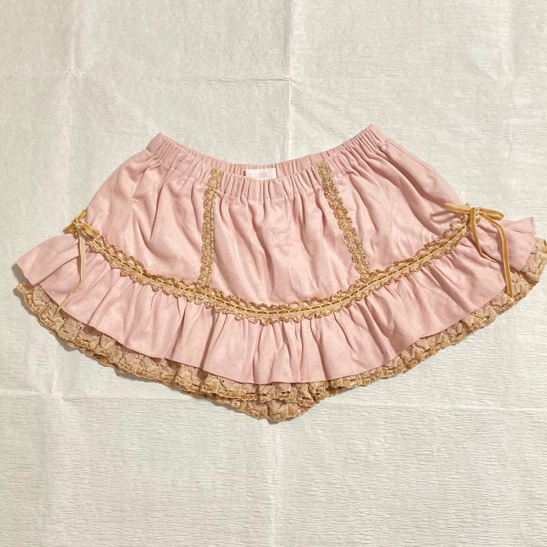 LIZLISAリズリサ　スカパン　キュロット　ピンク系　スエードポリエステル