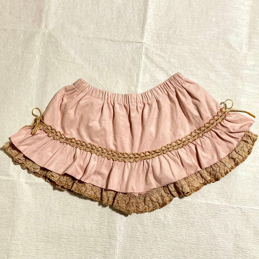 LIZLISAリズリサ　スカパン　キュロット　ピンク系　スエードポリエステル