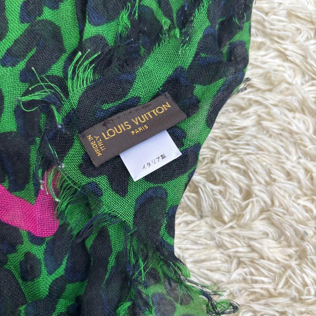 Louis Vuitton ヒョウ柄ストール　グラデーション　カシミア　シルク
