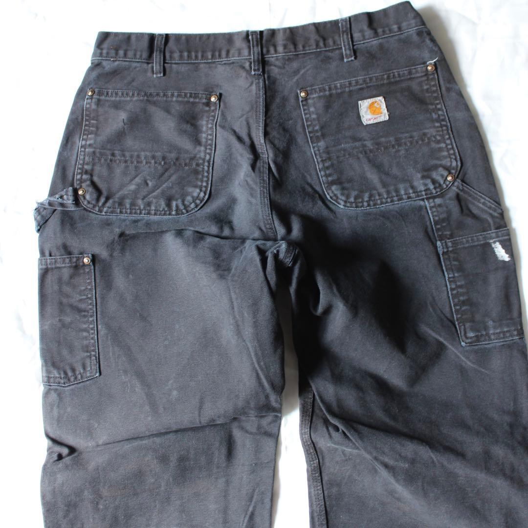 雰囲気◎ USA製 Carhartt ダブルニー ペインターパンツ BLK 黒