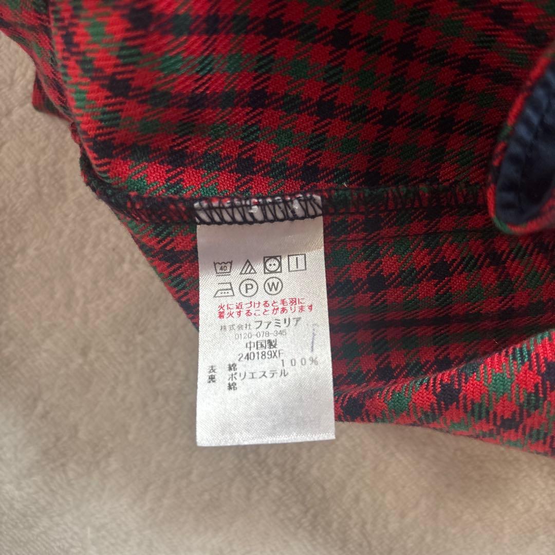 familiar 赤チェック ノースリーブワンピース 120
