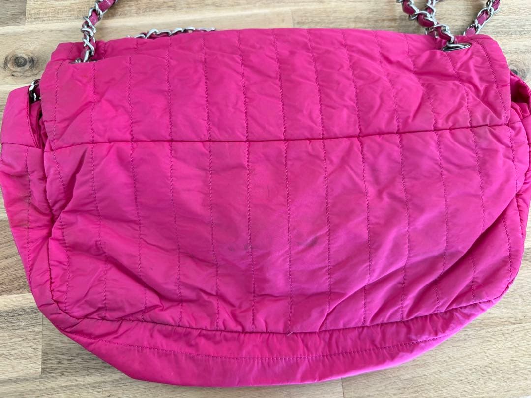 【希少/ピンク】CHANEL ナイロン マトラッセ チェーンショルダー シルバー