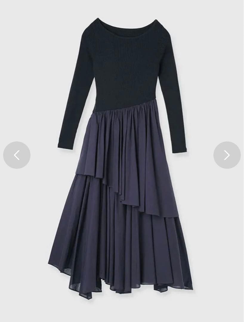 anuans ボートネックイレギュラーヘムドッキングニットワンピース⋈﻿