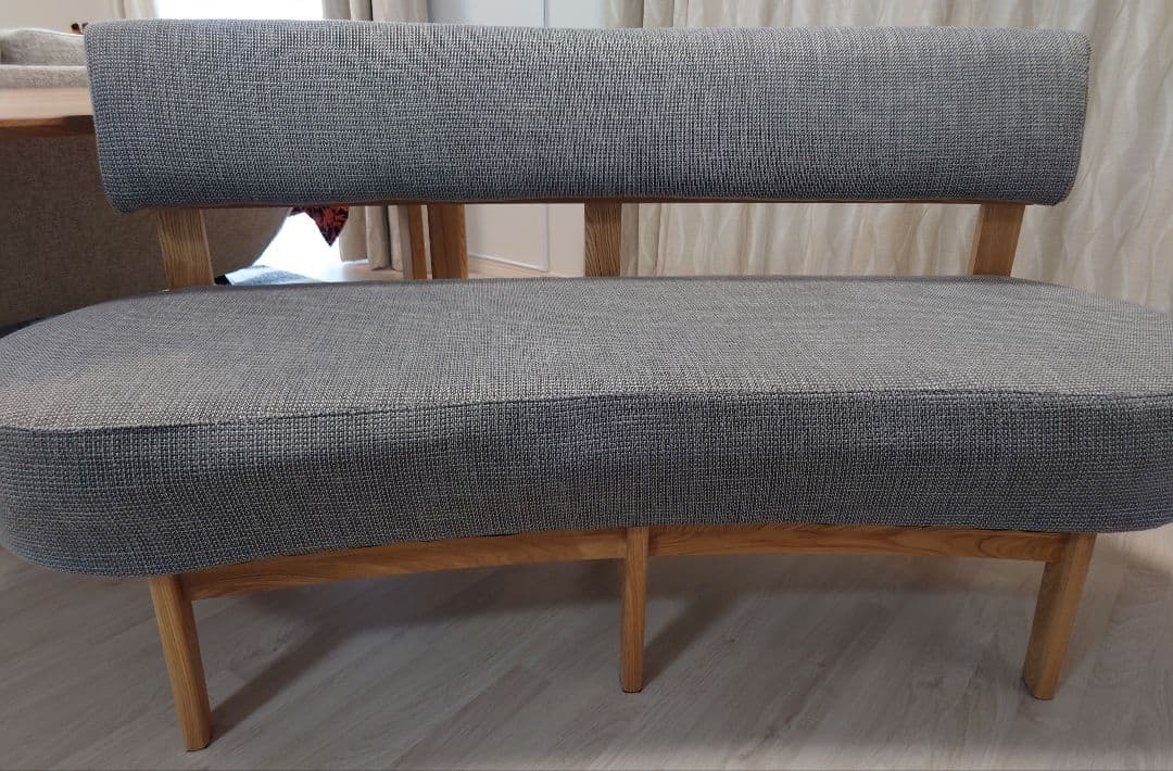 ②【背付きベンチ】北欧モダン ダイニングテーブル、ベンチ3点セット 4人掛け