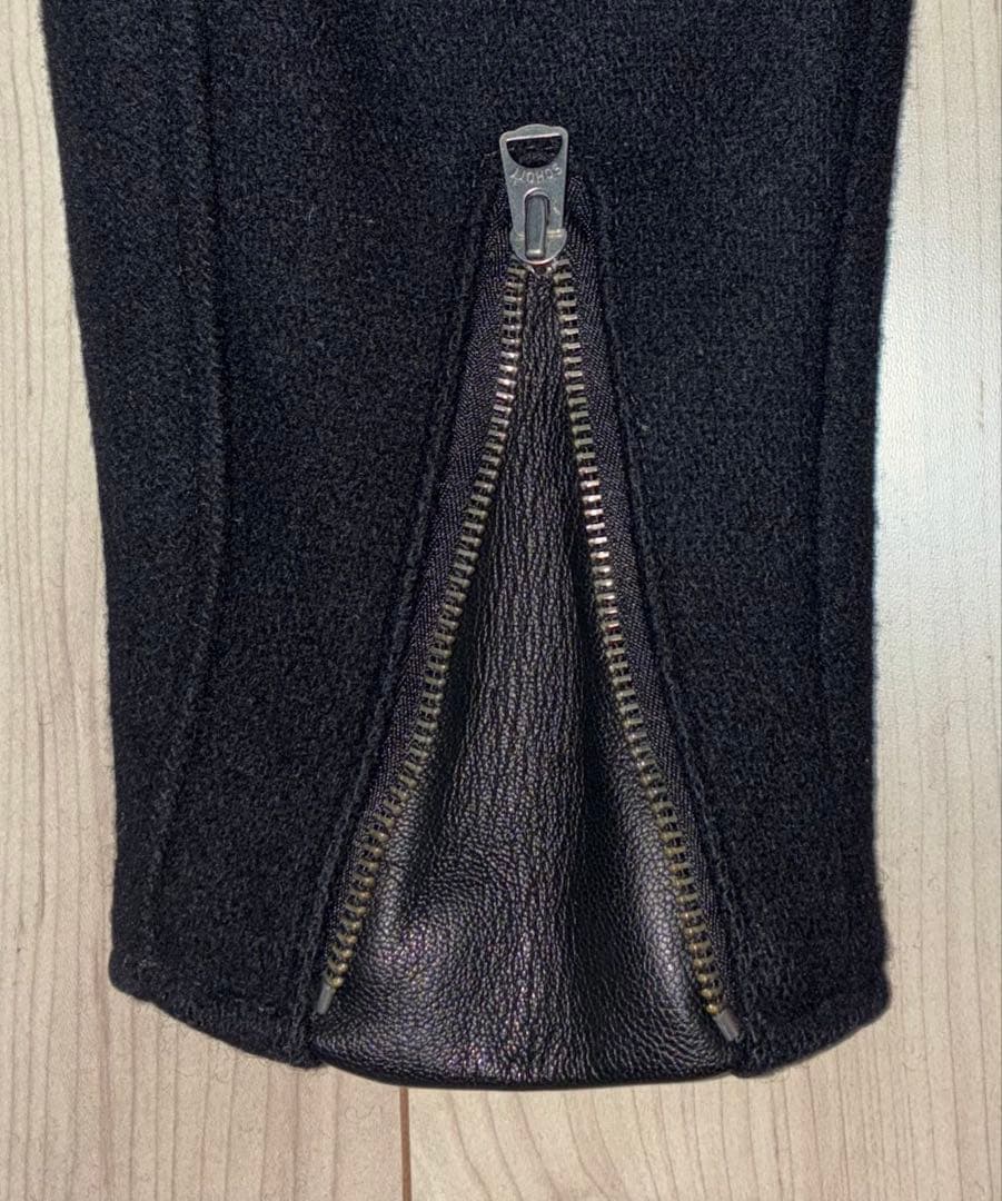 40 美品 Schott 769 ライダースPコート ライダースコート 黒 銀