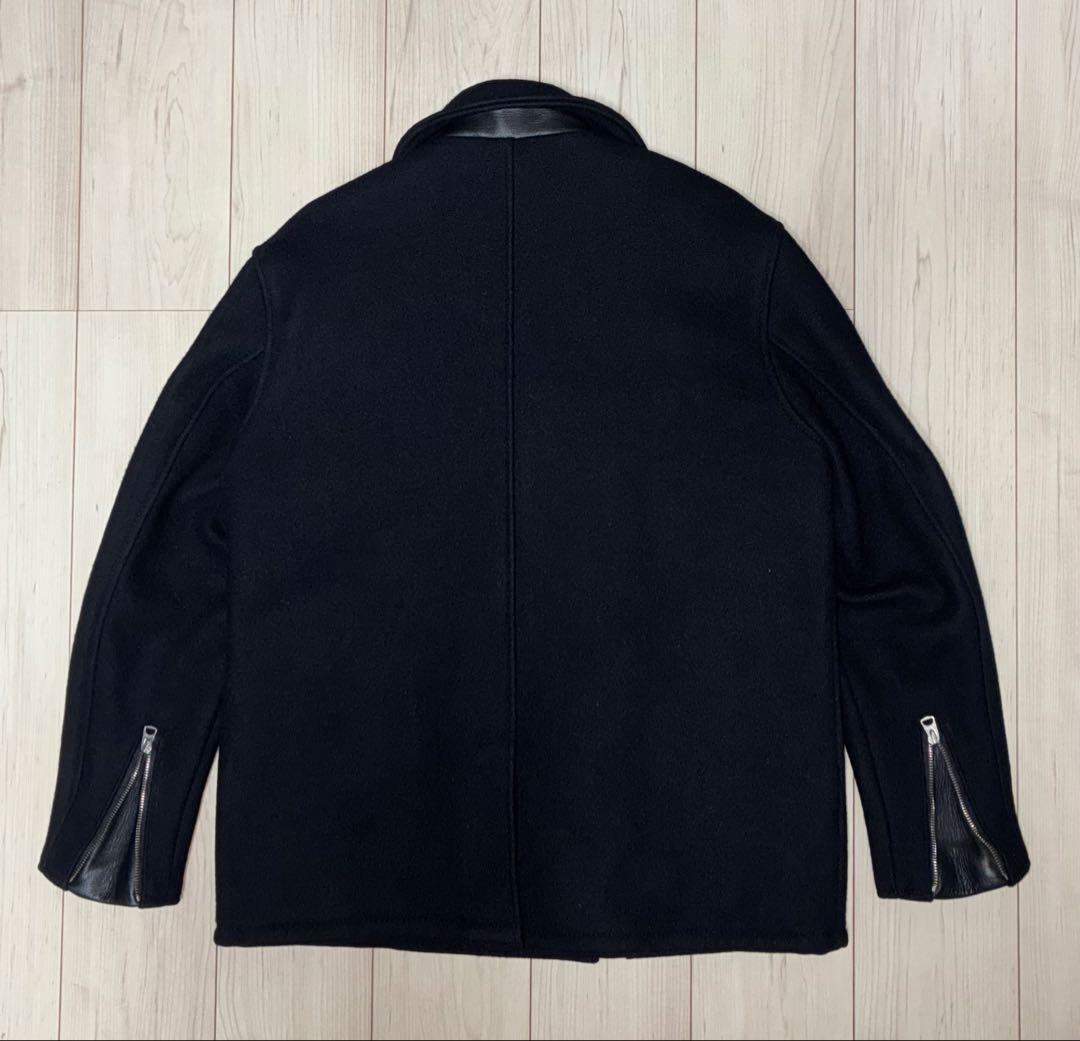 40 美品 Schott 769 ライダースPコート ライダースコート 黒 銀