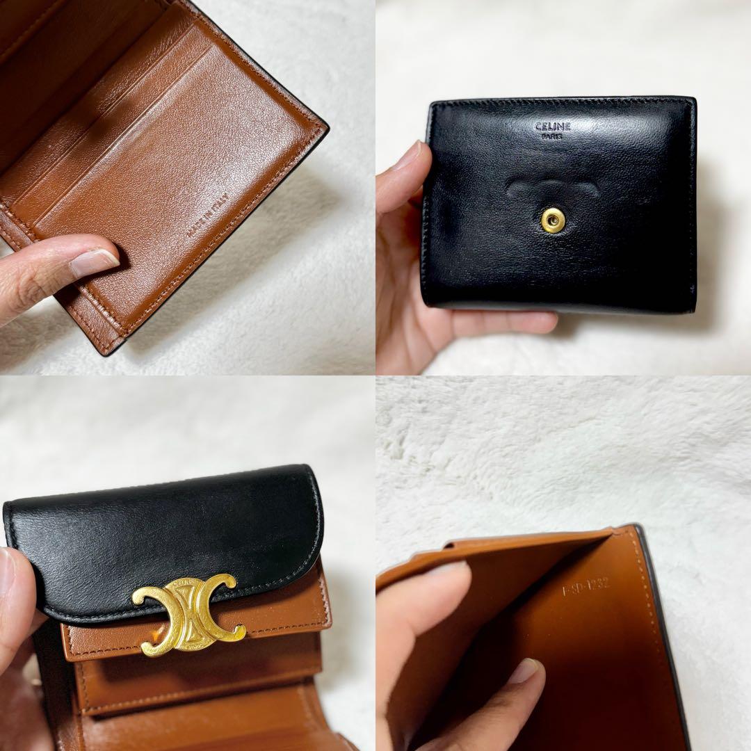 セリーヌ CELINE スモールフラップウォレット　カーフスキン　ブラック