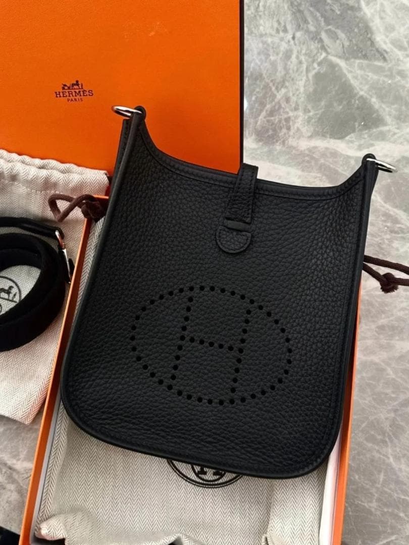 HERMES ミニエブリン TPM 黑×シルバー金具