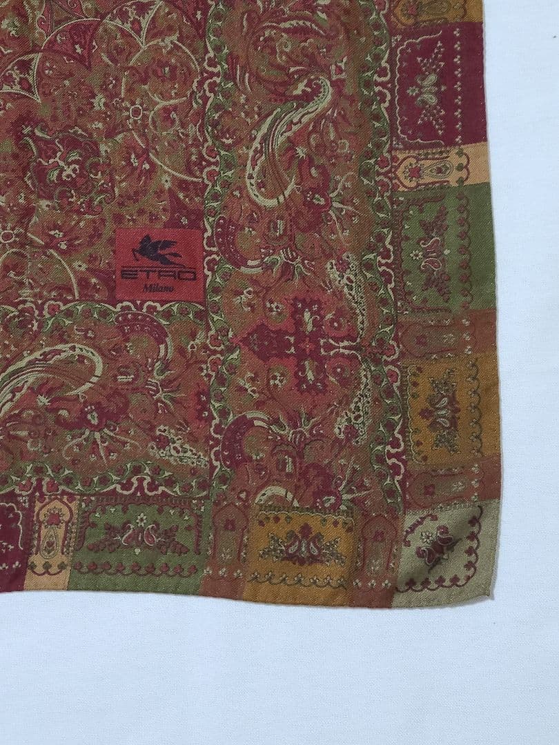値下げ♪ETRO ペイズリー柄 シルク ウール ストール ショール 大判