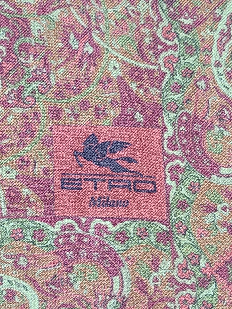 値下げ♪ETRO ペイズリー柄 シルク ウール ストール ショール 大判