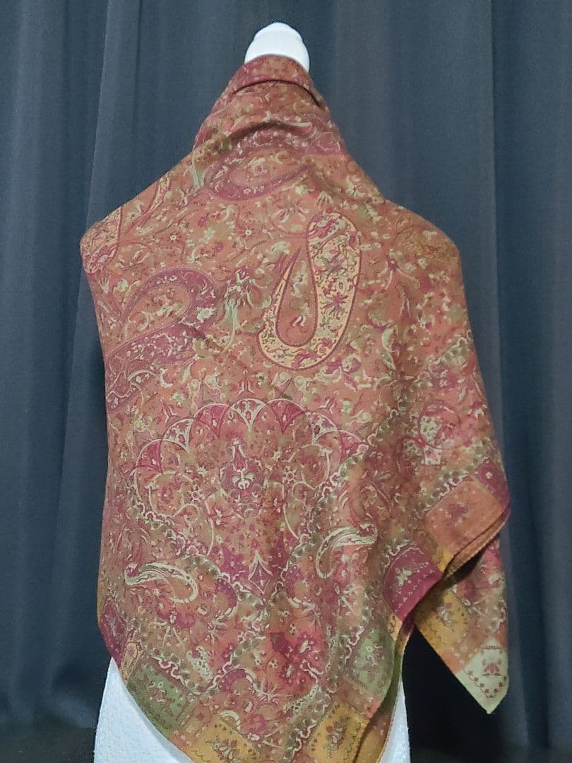 値下げ♪ETRO ペイズリー柄 シルク ウール ストール ショール 大判