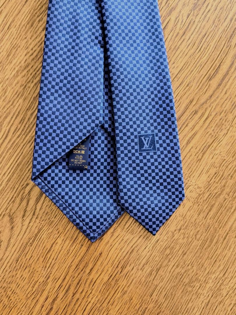 LOUIS VUITTON ダークブルー チェック柄 ネクタイ