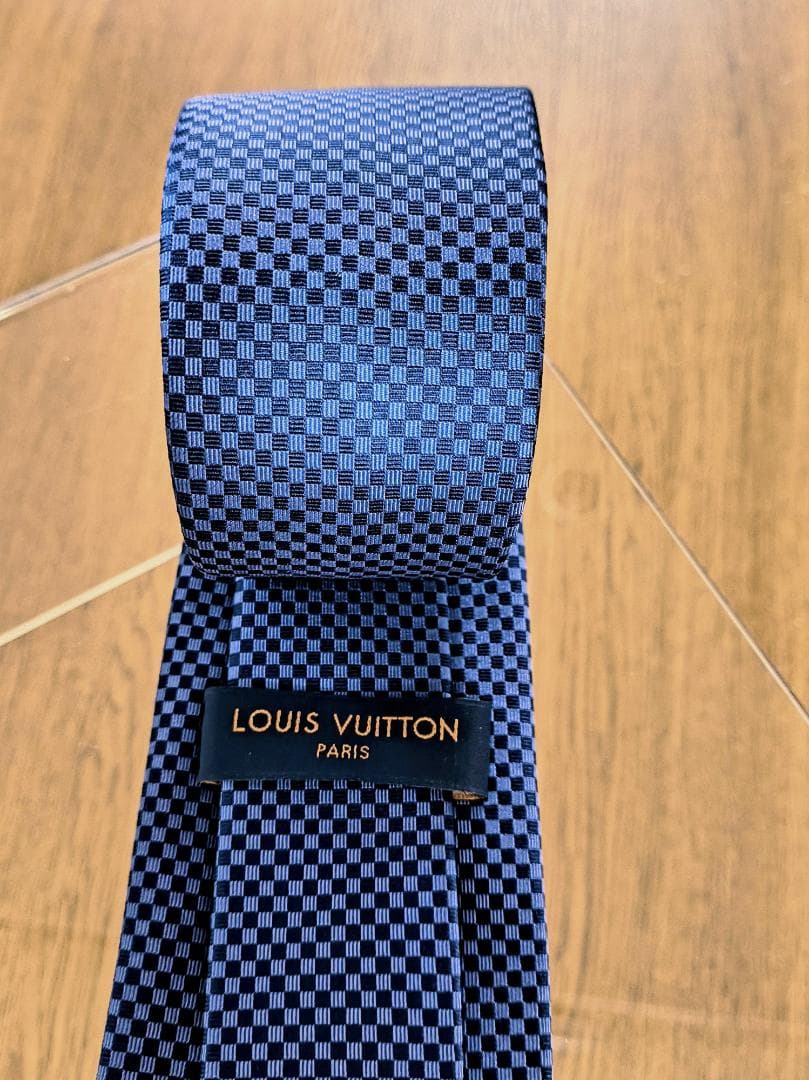 LOUIS VUITTON ダークブルー チェック柄 ネクタイ