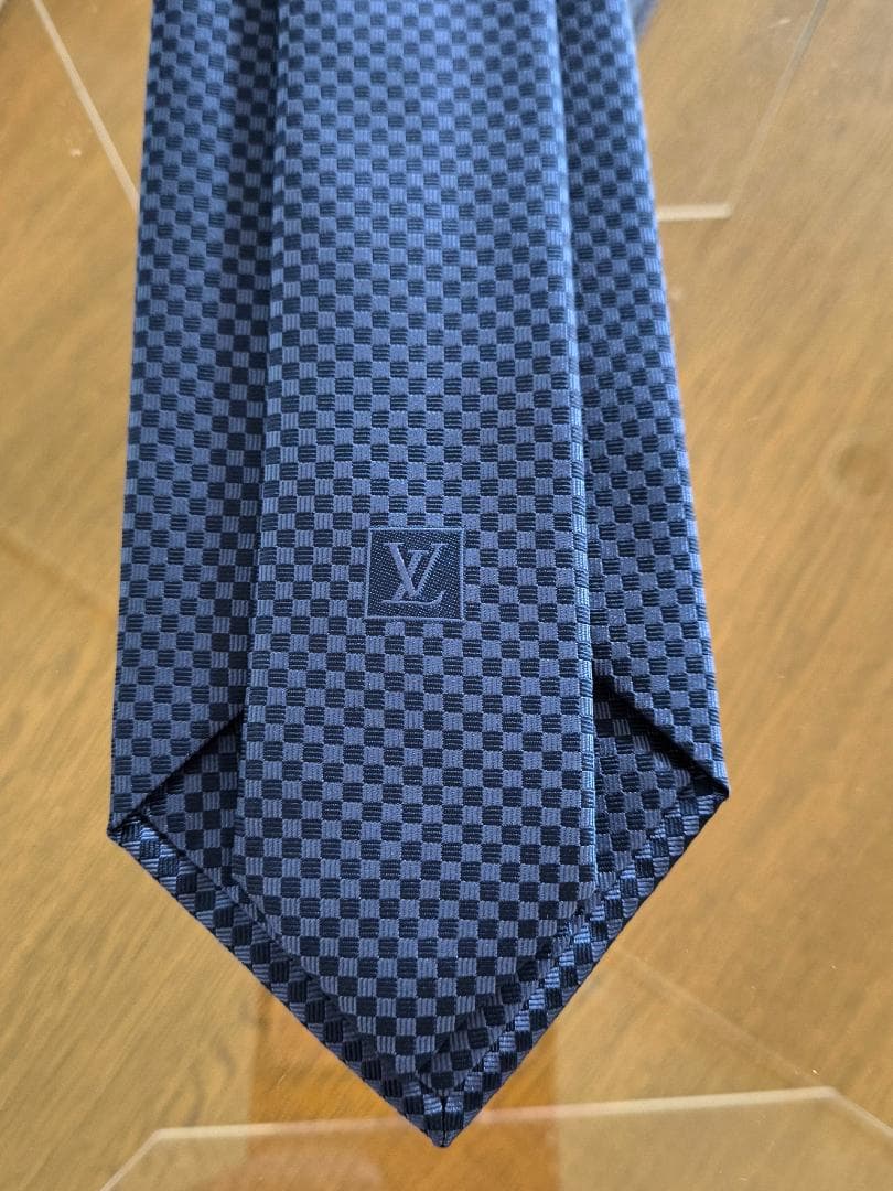 LOUIS VUITTON ダークブルー チェック柄 ネクタイ