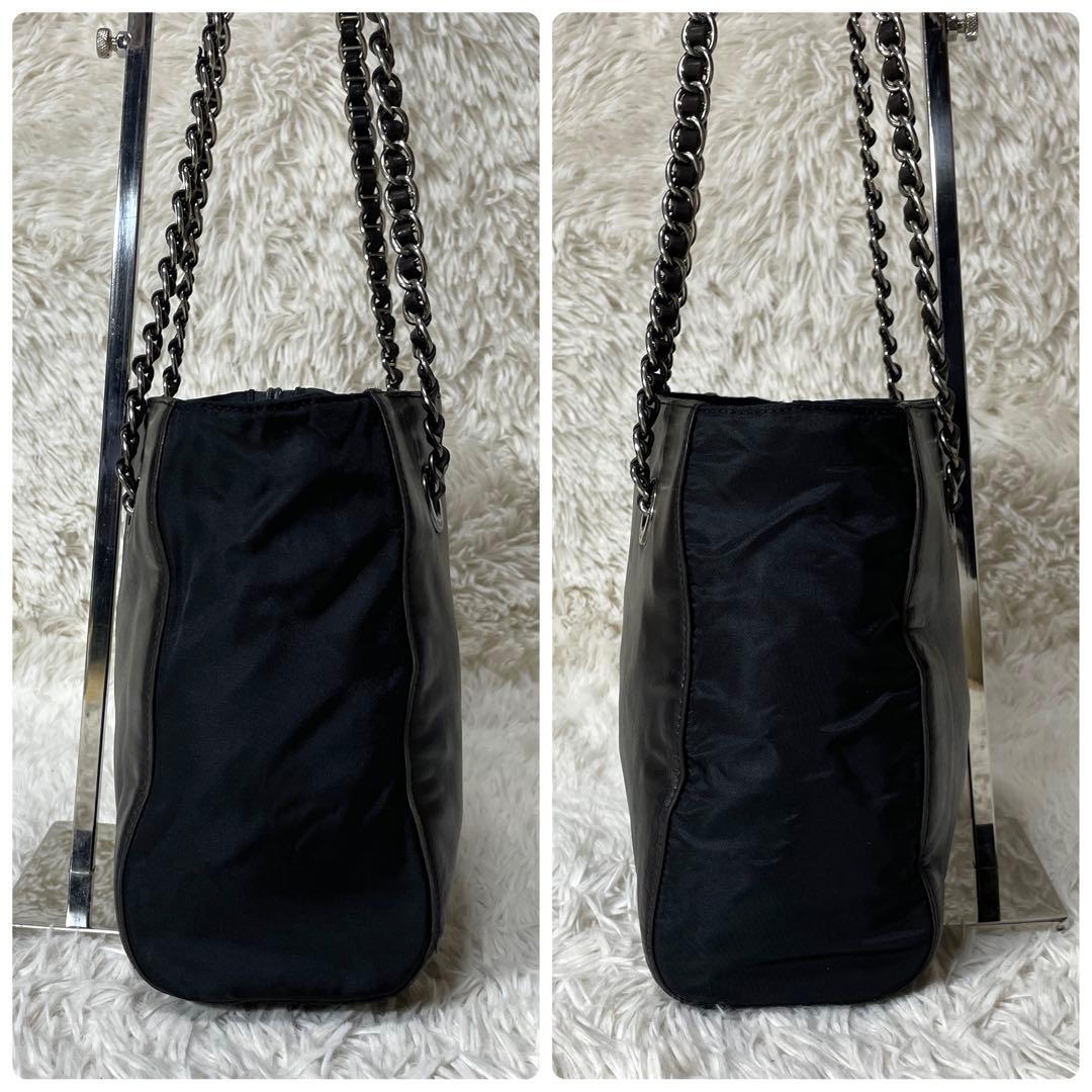 【美品】PRADA プラダ　ショルダーバッグ　レザー　チェーン　ブラック　肩掛け