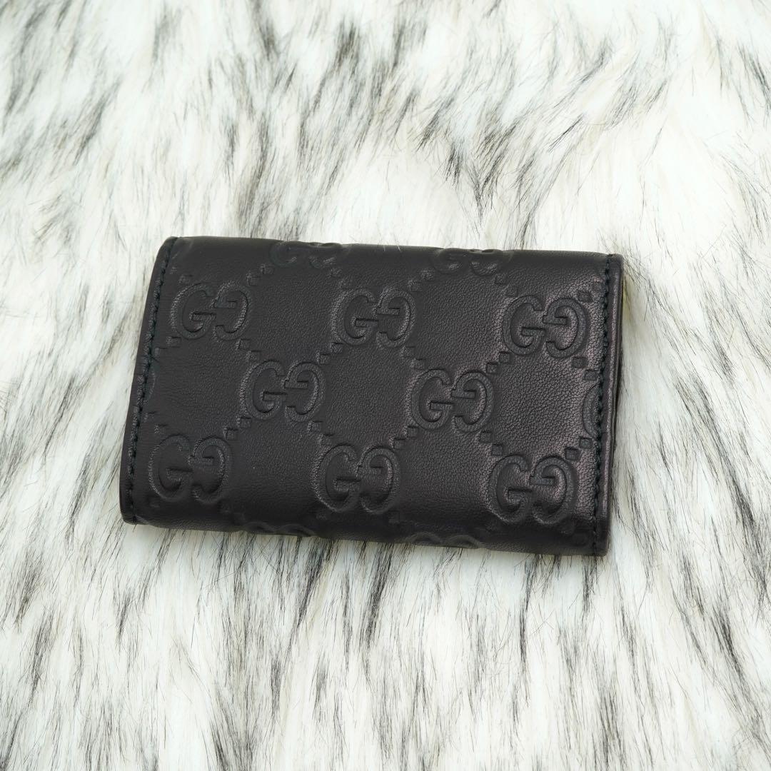 ほぼ未使用品　箱付き　GUCCI グッチ　キーケース　GG柄　シマ　ブラウン系