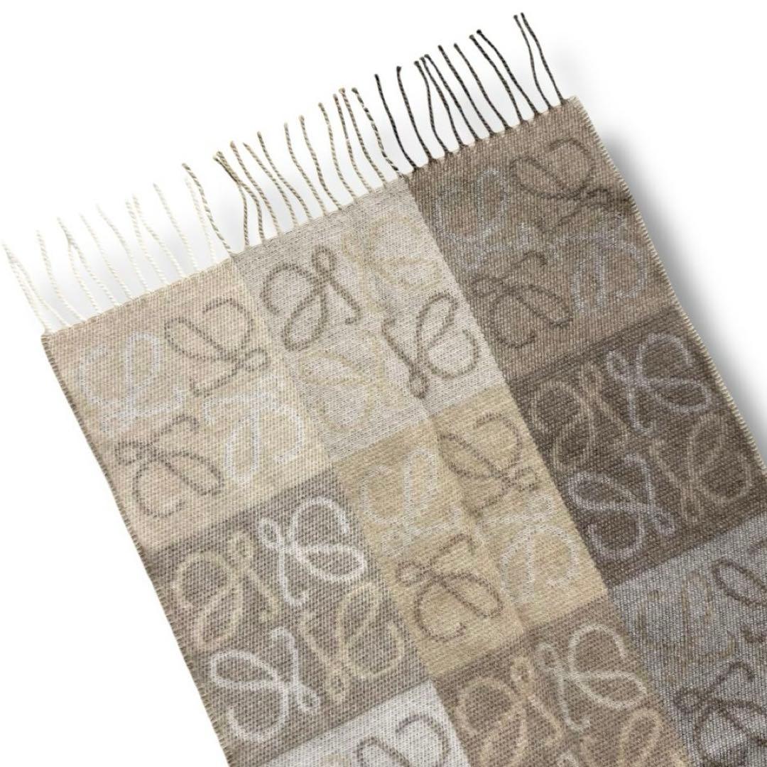 【美品】LOEWE アナグラム チェッカーボード カシミヤ マフラー 現行 人気