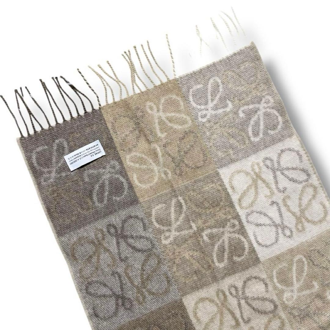 【美品】LOEWE アナグラム チェッカーボード カシミヤ マフラー 現行 人気