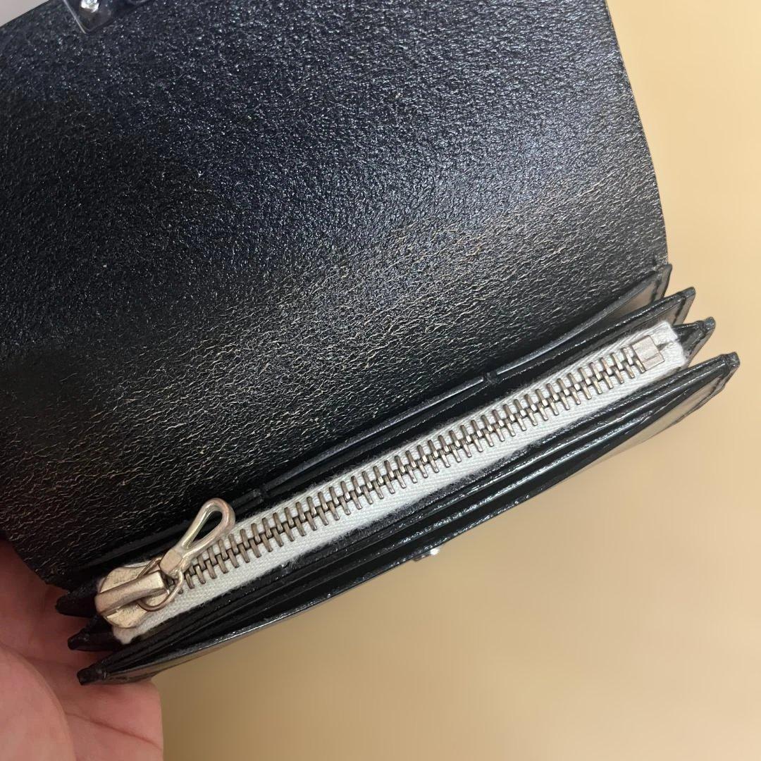 DIGAWEL 黒 レザー 二つ折り財布 ファスナー付き