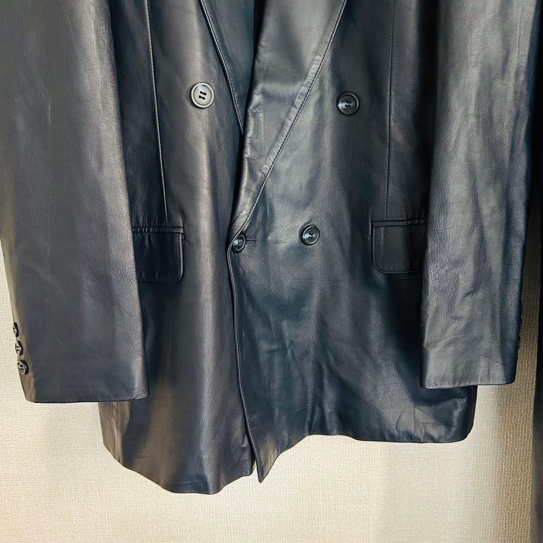【高級品】ラムスキン レザージャケット 3ピース セットアップ スーツ ダブル