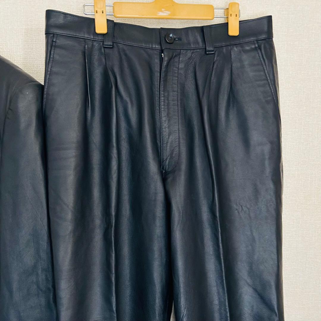 【高級品】ラムスキン レザージャケット 3ピース セットアップ スーツ ダブル