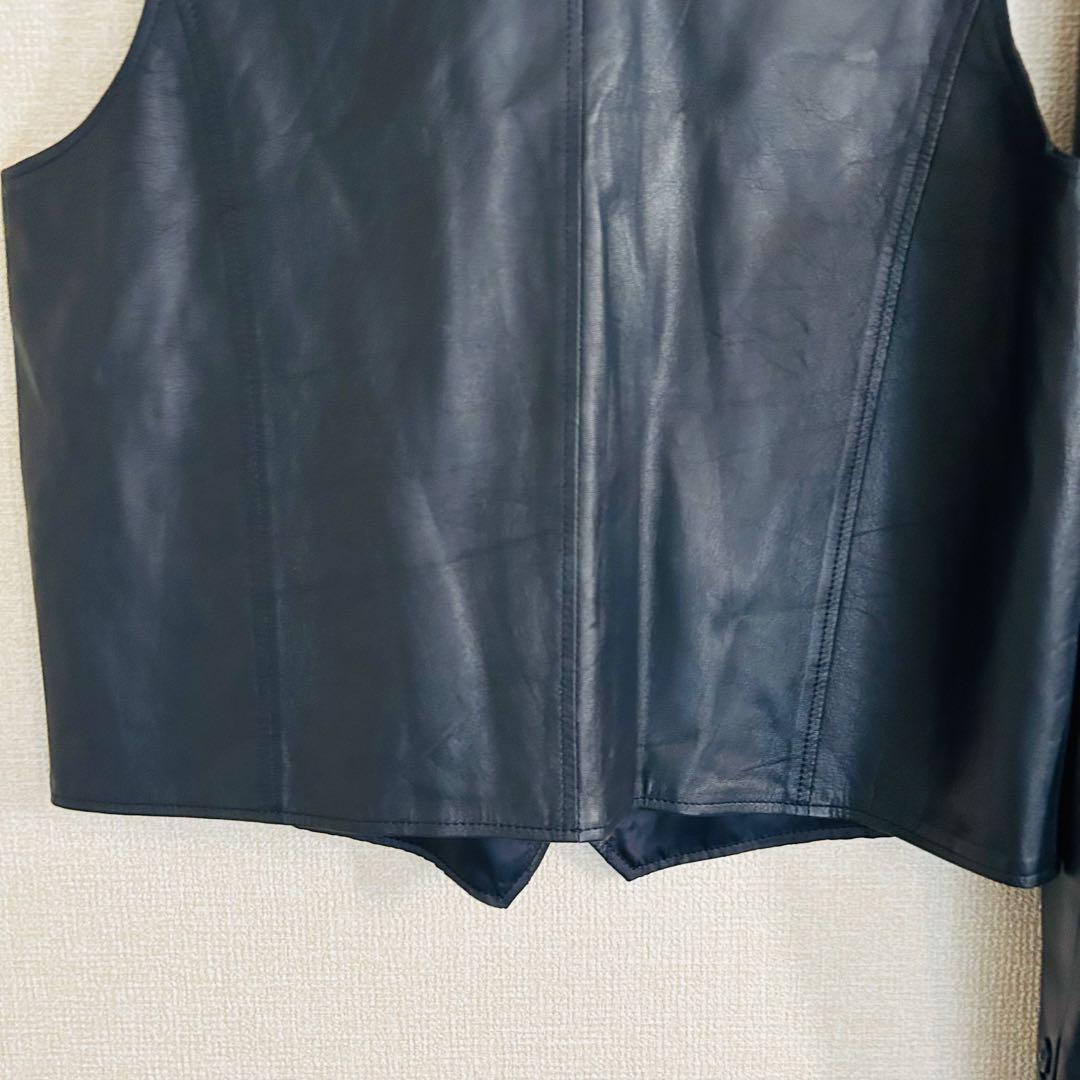 【高級品】ラムスキン レザージャケット 3ピース セットアップ スーツ ダブル