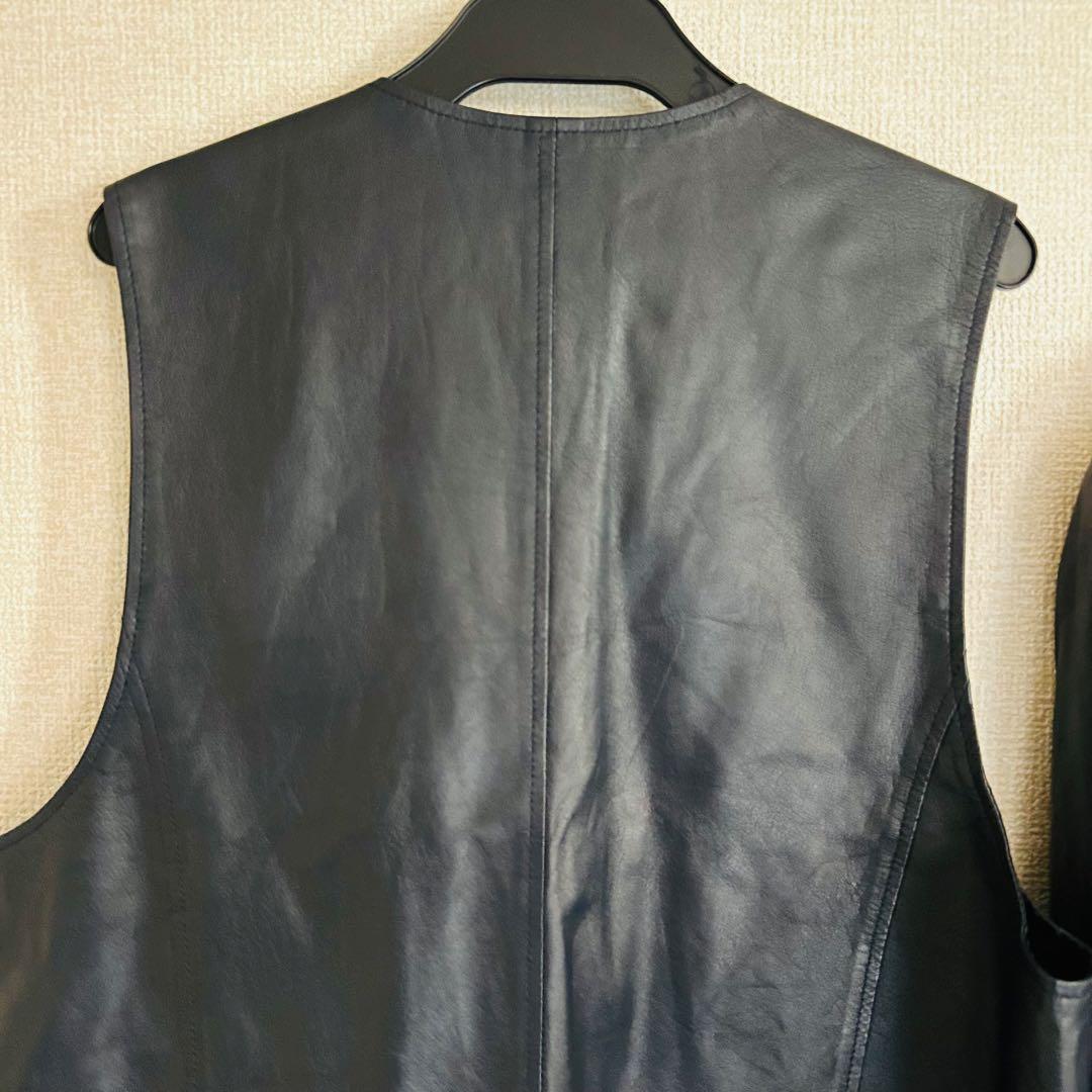 【高級品】ラムスキン レザージャケット 3ピース セットアップ スーツ ダブル