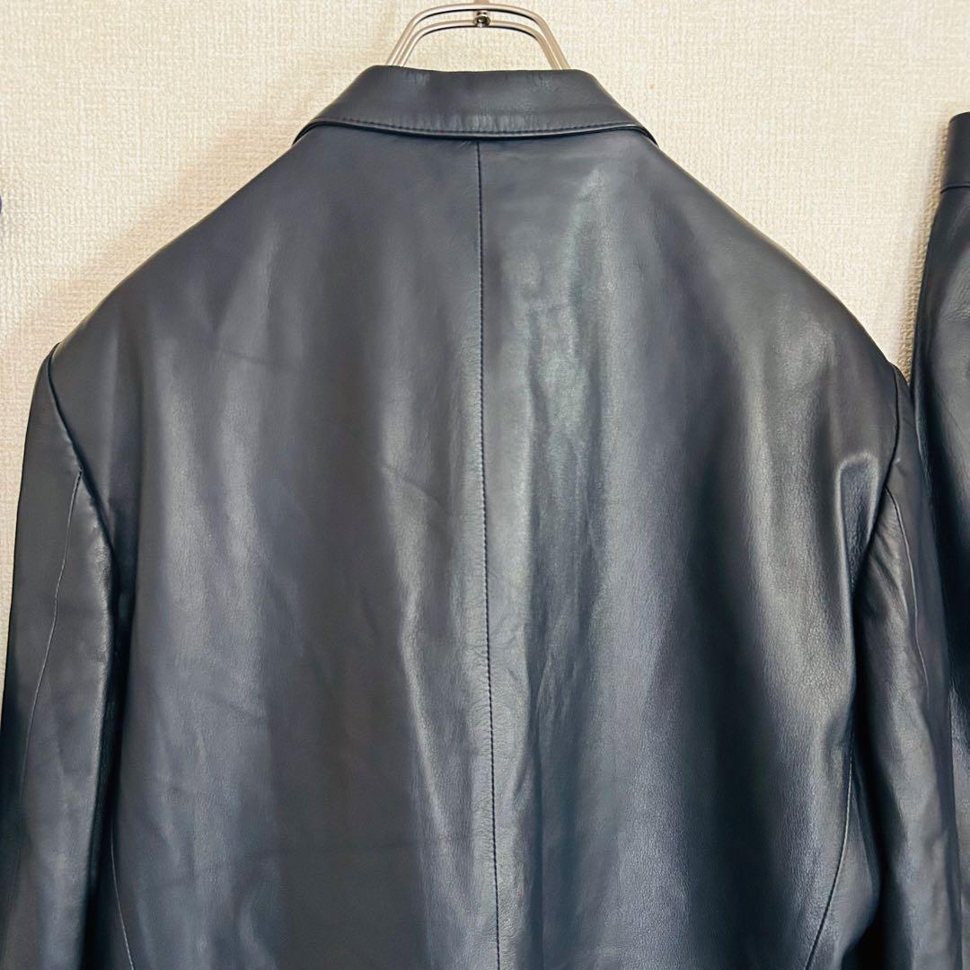 【高級品】ラムスキン レザージャケット 3ピース セットアップ スーツ ダブル
