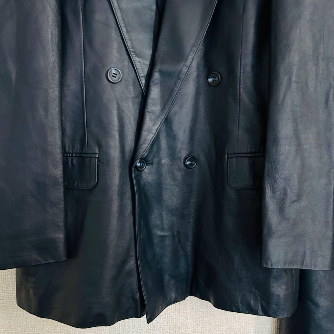 【高級品】ラムスキン レザージャケット 3ピース セットアップ スーツ ダブル
