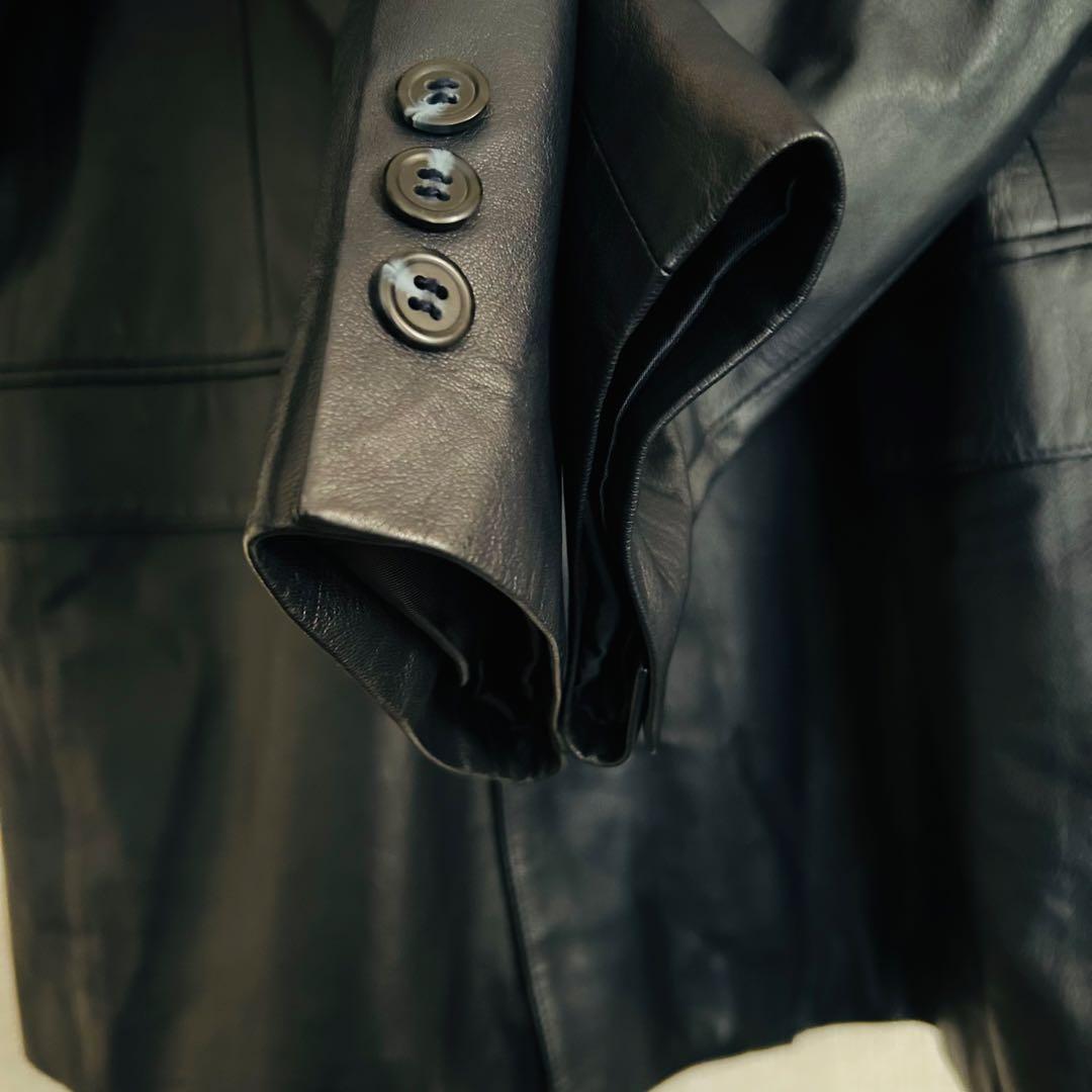 【高級品】ラムスキン レザージャケット 3ピース セットアップ スーツ ダブル