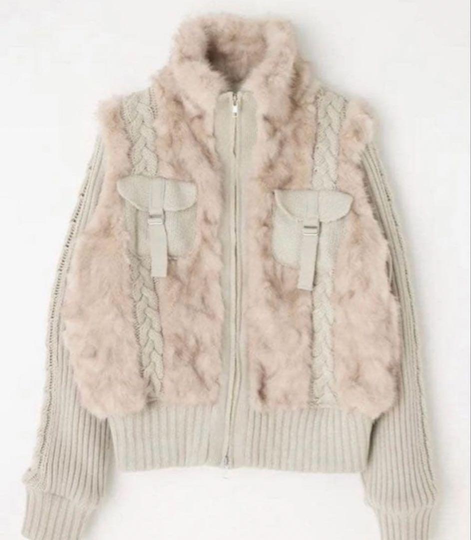 【LAGUAGEM】CABLE KNIT FAUX FUR ブルゾン