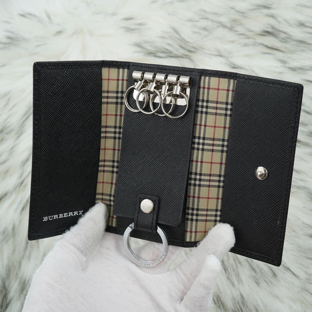 未使用品　箱付き　BURBERRY LONDON キーケース　ノバチェック　黒