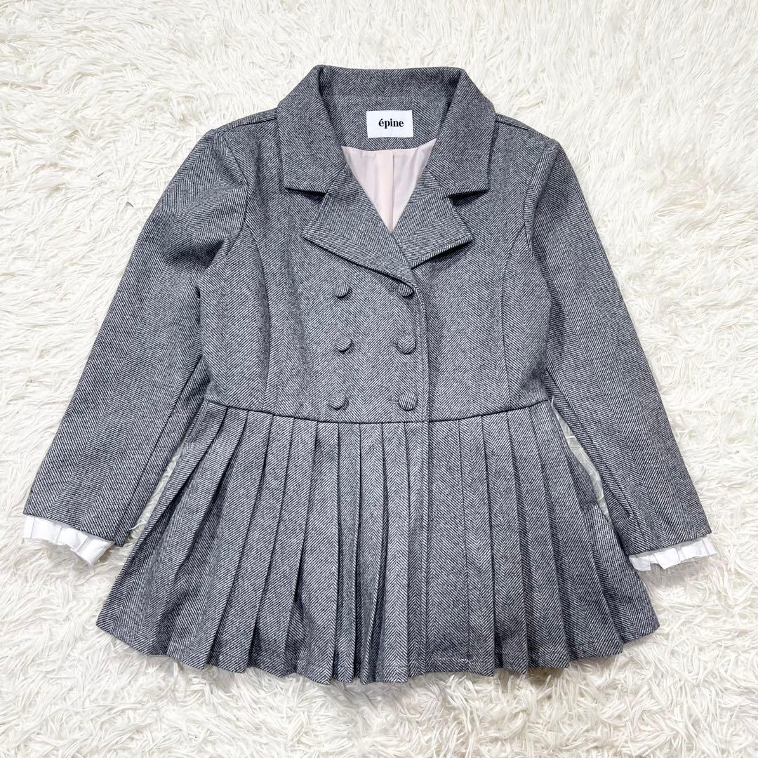 730 épine グレー プリーツ フリル ジャケット