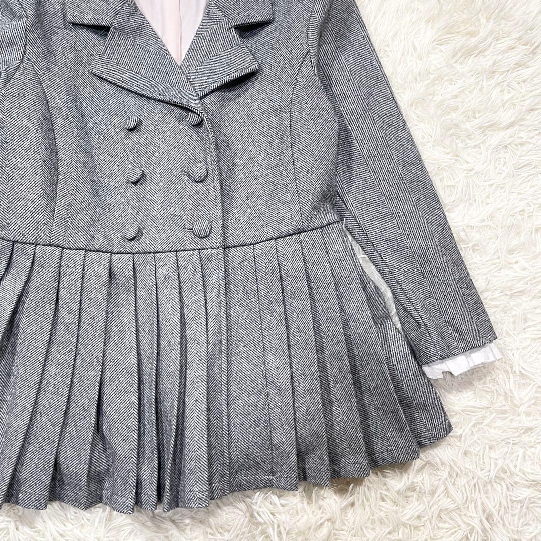 730 épine グレー プリーツ フリル ジャケット