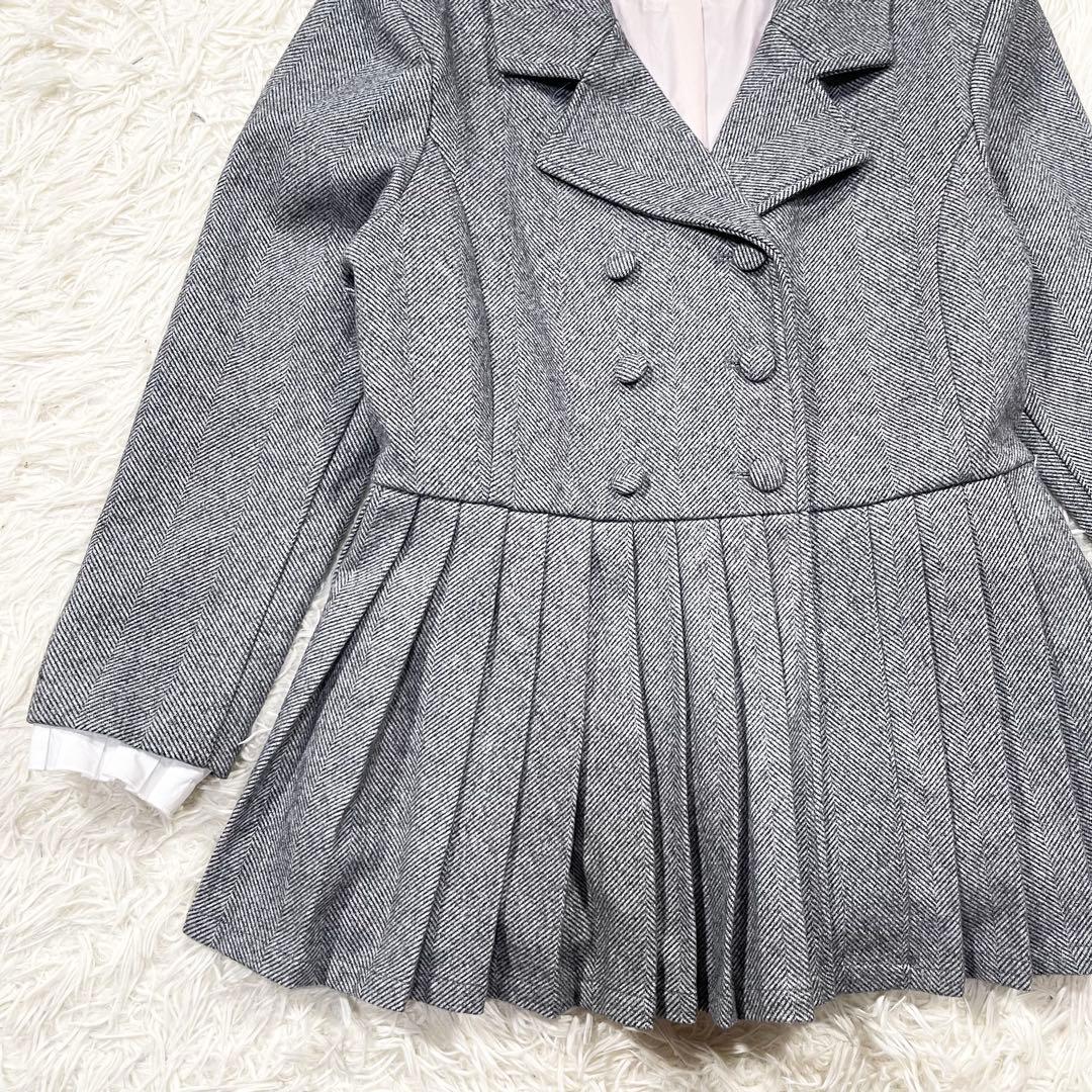 730 épine グレー プリーツ フリル ジャケット